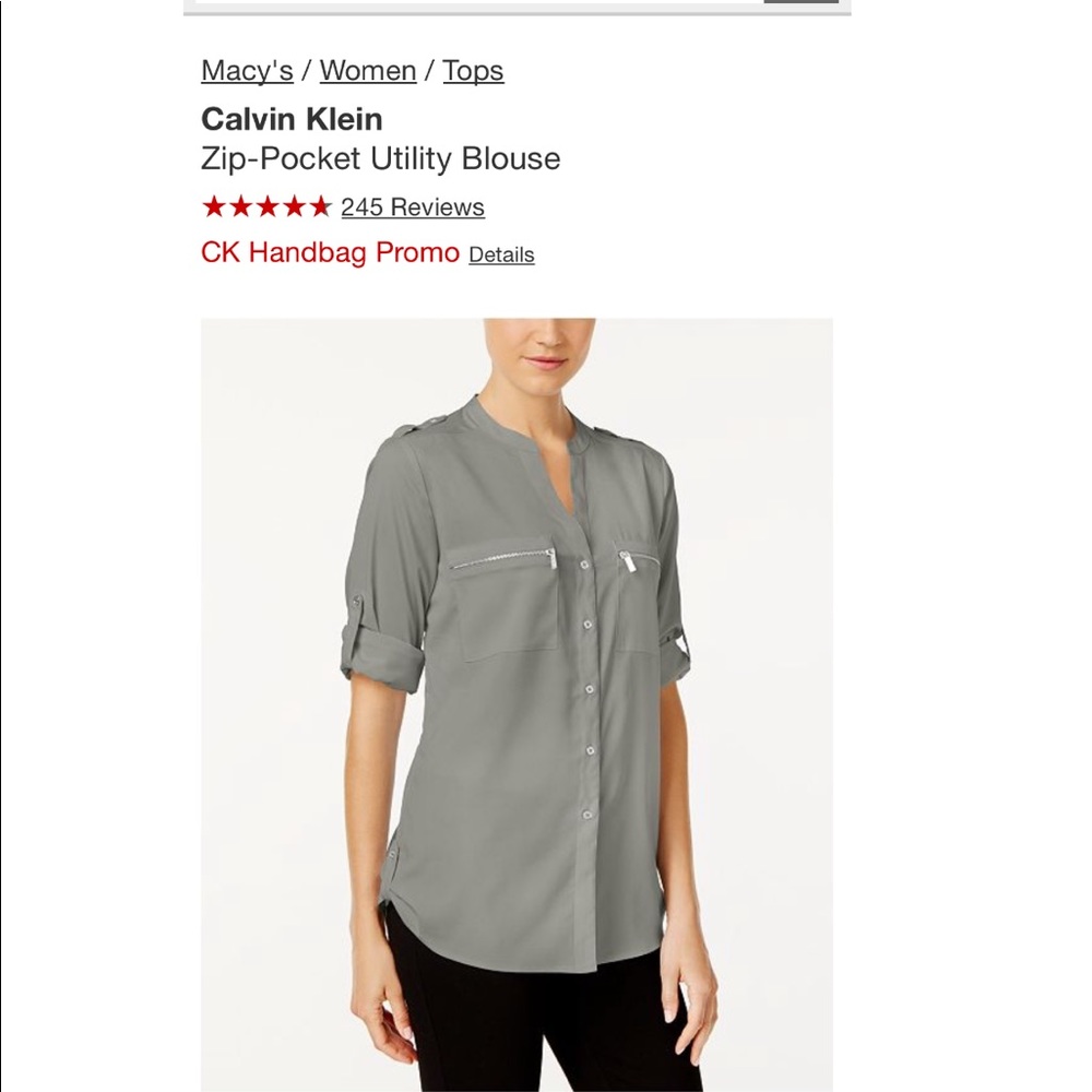 New Calvin Klein modern essentials zipper blouse
